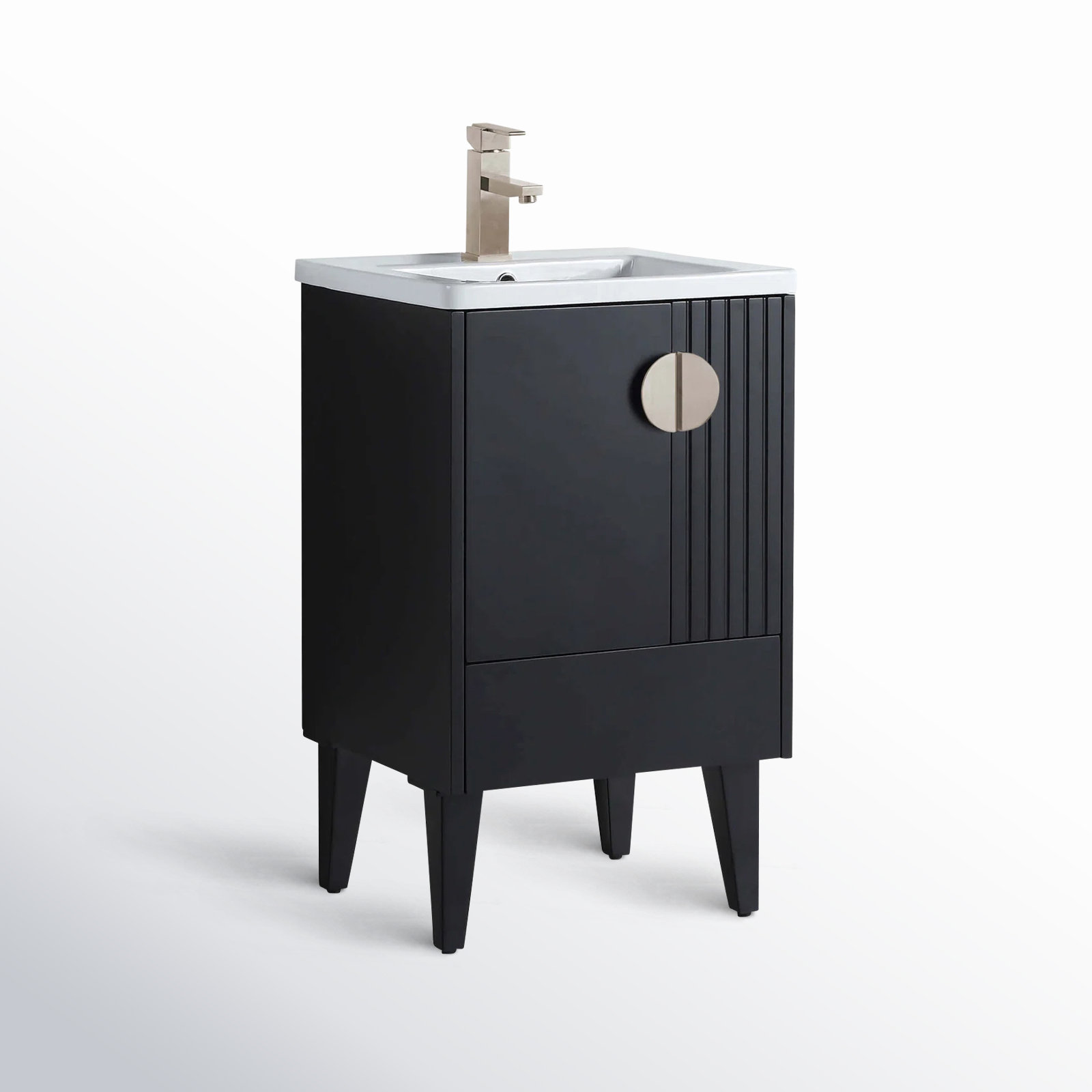 Saimah 20'' Single Bathroom Vanity, Black, Satin Nickel