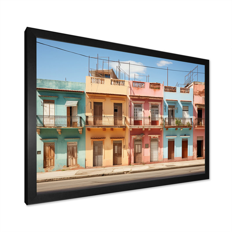 "Colorful Cuba Facades I", reproduction d'art sur toile, H 12 po x l 20 po x P 1 po, Cadre simple noir