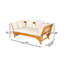 Outdoor Patio Daybed Sofa, 3-Seat Sofa With Foldable Arm 4 Back Pillows, Teak Acacia Wood Frame Beige Removable Cushion