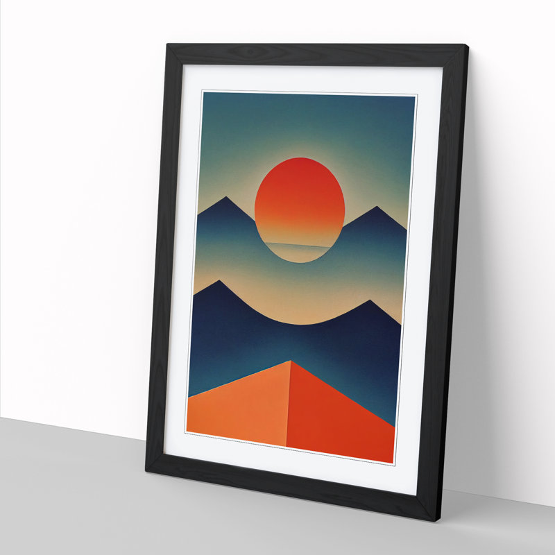 Anga Minimalism Sunset - Picture Frame Print, 34cm H x 25cm W x 2cm D, Oak
