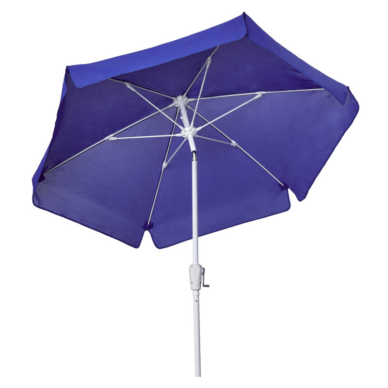 Parasol de jardin inclinable, Crank Lift, Bleu, White