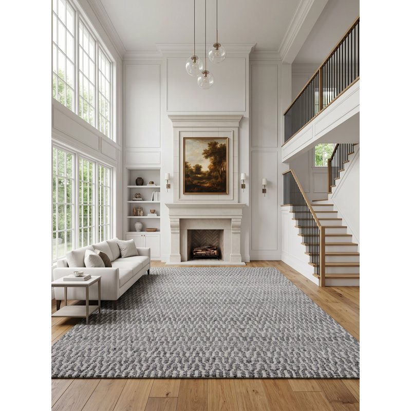 Mantra Chevron Area Rug in Gray, Rectangle 10' x 14'