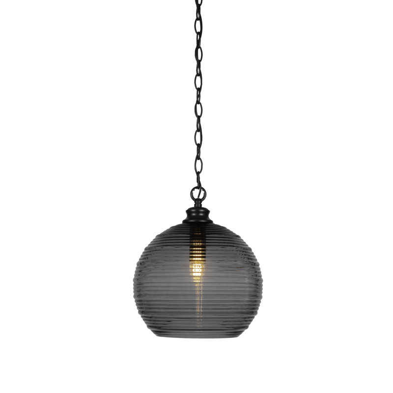 Luminaire suspendu à 1 lumière Malena, Noir, Gris, H 89 po x l 12 po x P 12 po