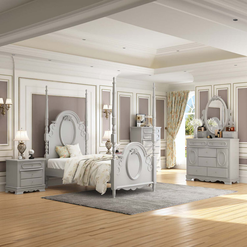 Commode 6 tiroirs 2 portes Grant, Gris