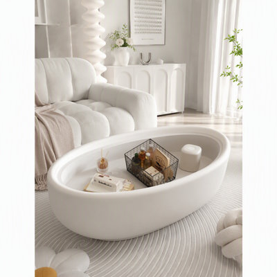 Table basse ovale avec rangement dissimulé