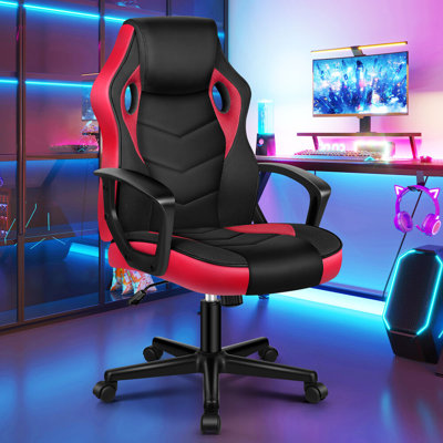 Inbox Zero Adjustable Faux Leather Swiveling PC & Racing Game Chair
