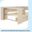 Wood   Platform Bed With Storage Shelves, Drawers, Charging Station And Upholstered Headboard, -2023195043-2023195042