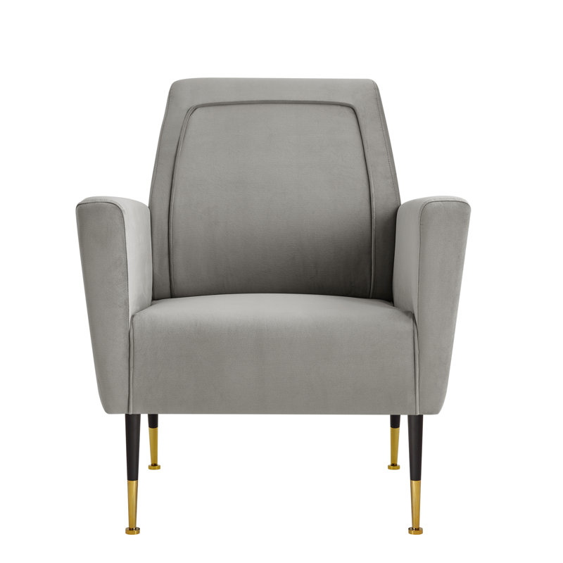 Chaise d'appoint rembourrée avec pieds dorés, Velours gris