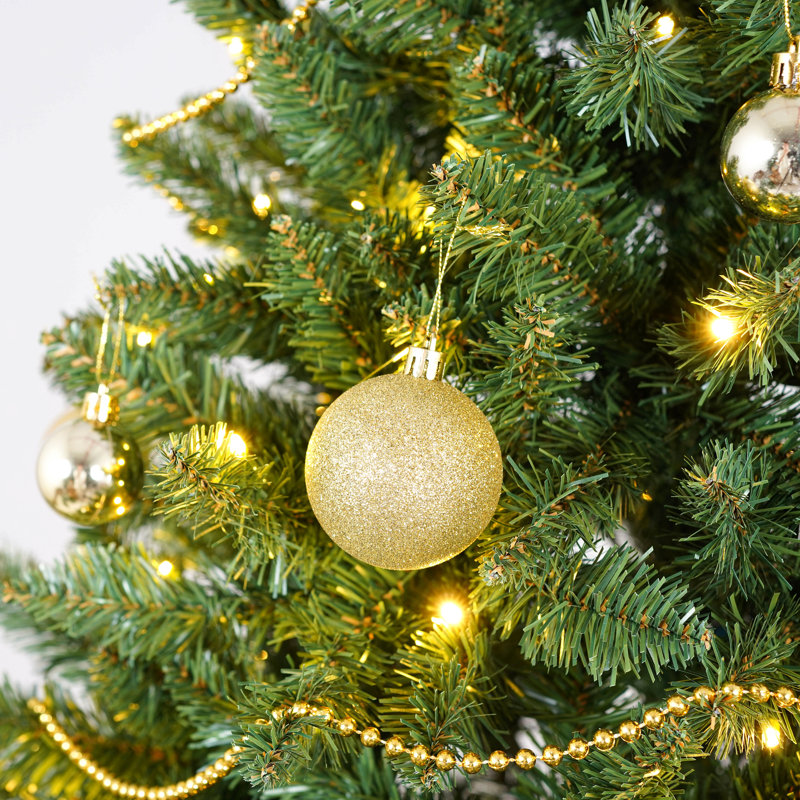 Arbre de Noël avec lumières à DEL blanc chaud - pointes en PVC et aiguilles dures, conception à branches articulées, support en métal robuste - arbre de Noël réaliste