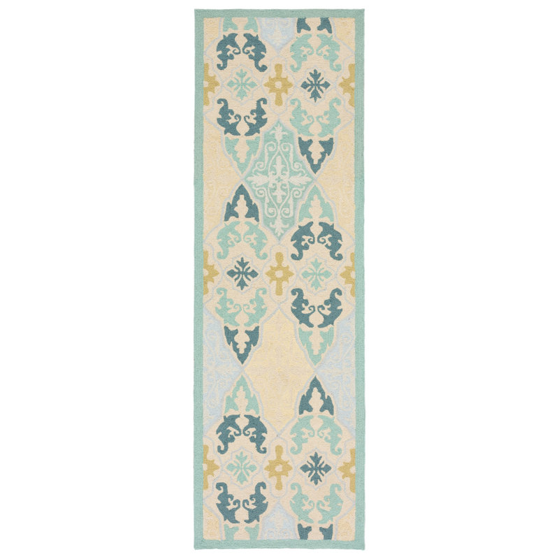 Tapis ivoire en laine crocheté à la main Helena, Tapis de couloir 2 pi 6 po x 6 pi