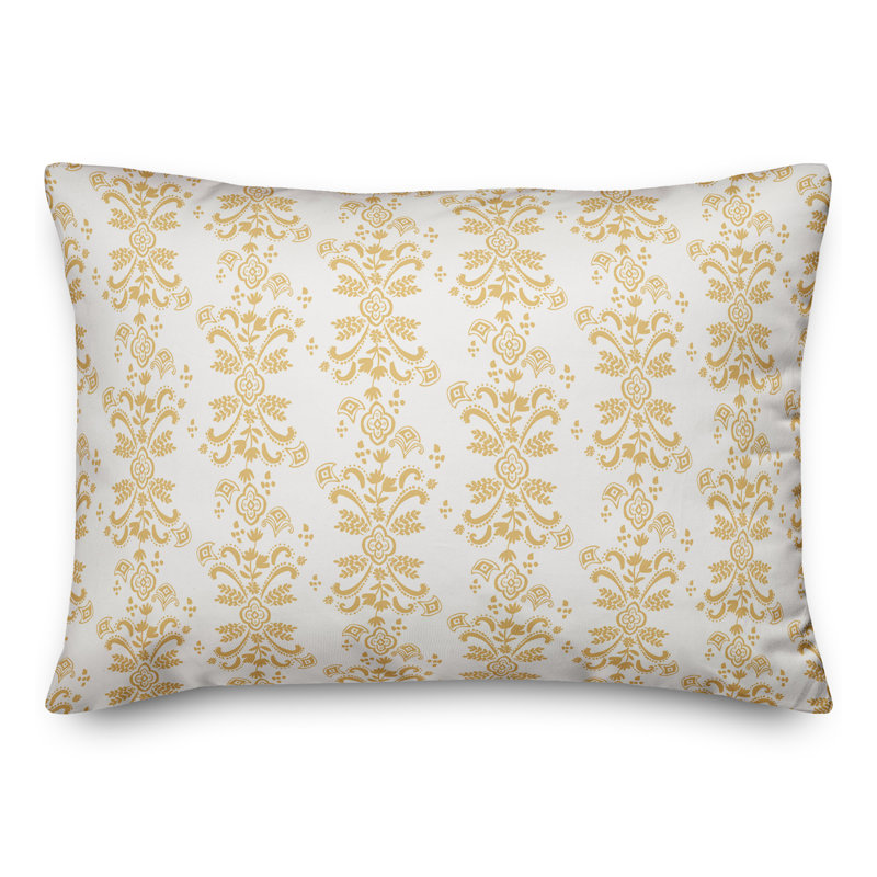 Coussin floral lombaire rectangulaire, Jaune