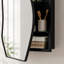 Armoire à miroir murale en forme de nuage irrégulier, avec cadre en métal et étagères en verre ajustables, noir mat