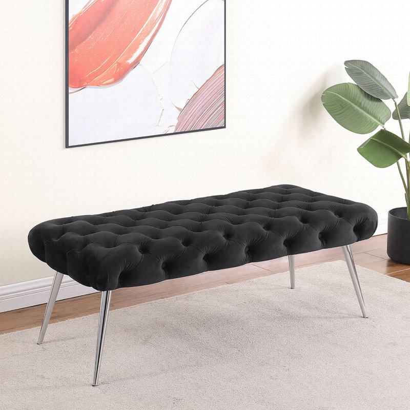 Banc rembourré noir Galiano, Noir