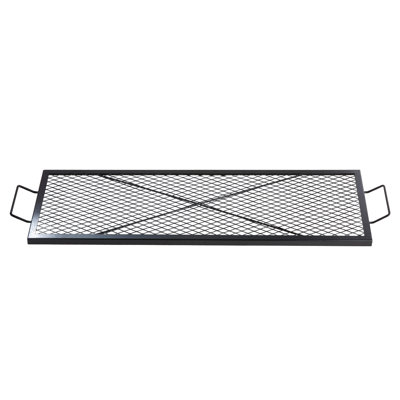 Foyer de cuisson rectangulaire en forme de foyer, acier robuste de 44 pouces, batterie de cuisine de camping portable, grande surface pour plusieurs aliments, barbecue résistant aux températures élevées, grille barbecue en acier, poignée facile à transporter,