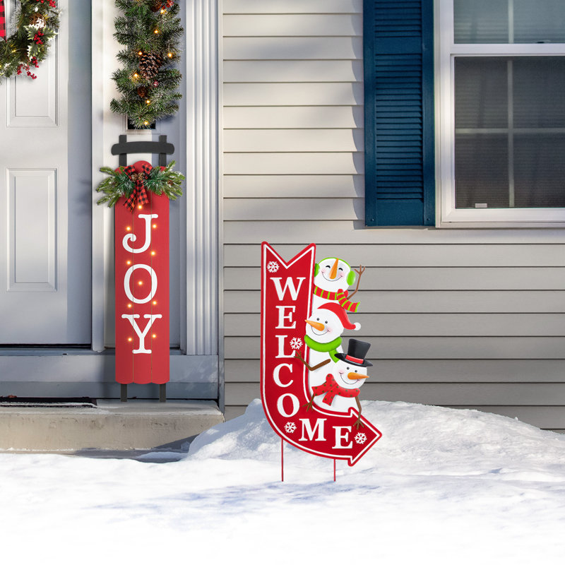 Piquet de bienvenue 35,75 "H Christmas Christmas Snowmen Arrow (KD)