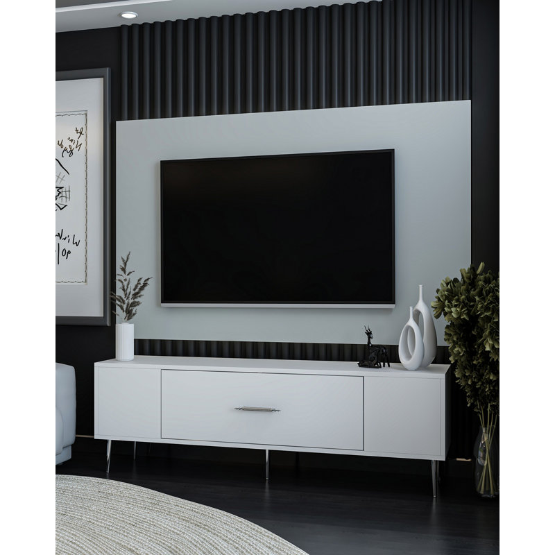 Tv stand, White/Silver