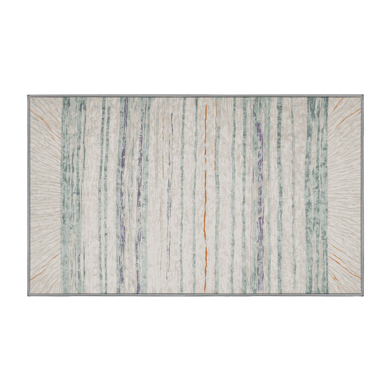 Machine Washable Gray Area Rug, Rectangle 6' x 9'