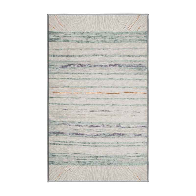Tapis gris lavable à la machine, Rectangle 5 pi x 7 pi