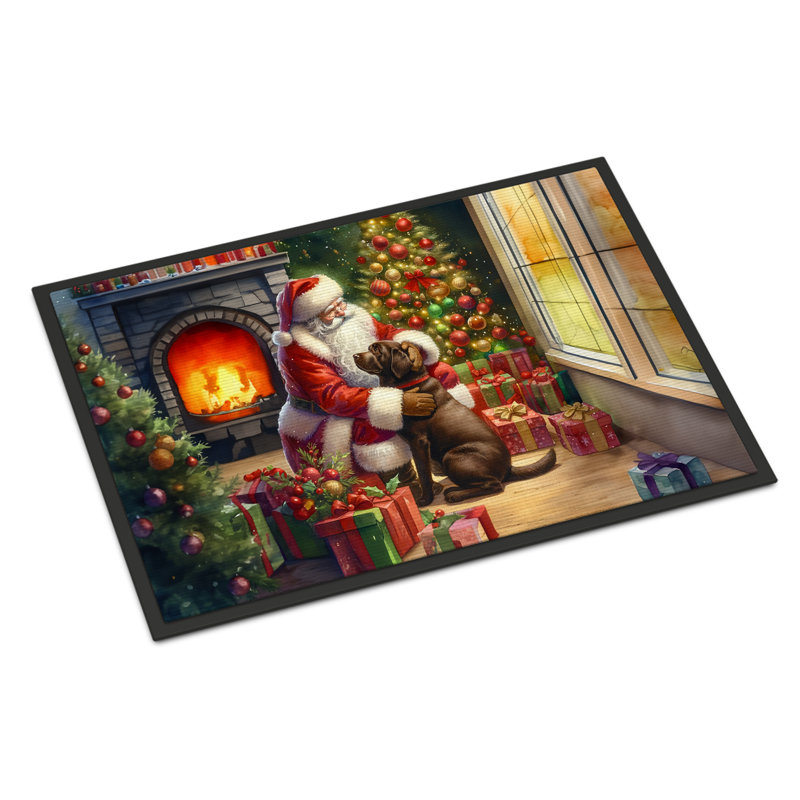 Paillasson Labrador Retriever and Santa Claus, L 24 po x L 36 po