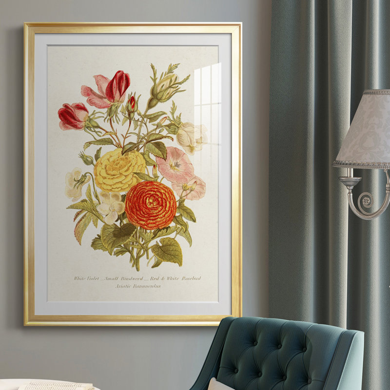 Antique Floral Bouquet I - reproduction de cadre photo, Or, H 30,5 po x l 22,5 po x P 1 po