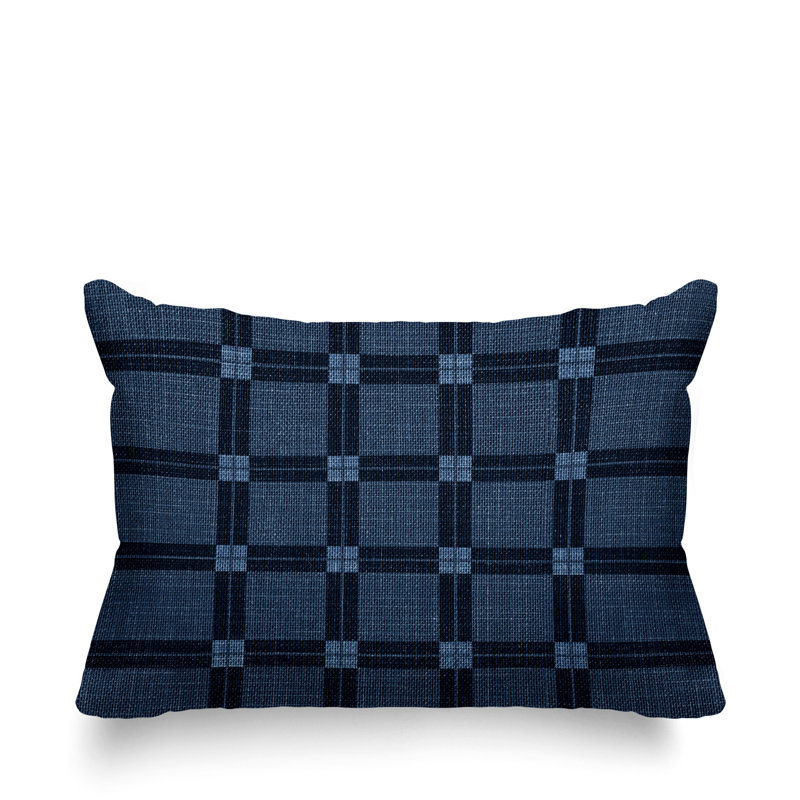 Plaid Outdoor Reversible Throw Pillow, Burnt Orange, 18"H x 25"W