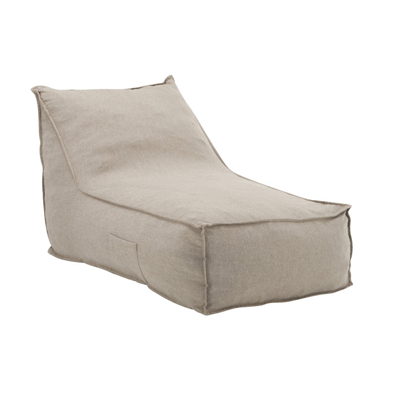  Perry Outdoor Bean Bag Lounge Chair with Water Repellent Fabric, Half Length Design, Beige, Beige Fabric
