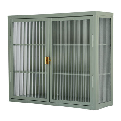 Armoire murale à double porte en verre de style rétro avec tablettes amovibles pour bureau, salle à manger, salon, cuisine et salle de bain