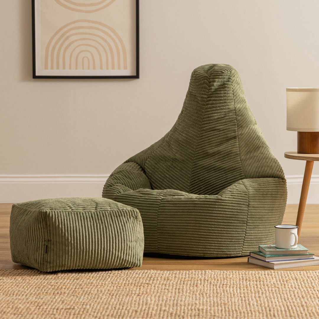 Dalton Corduroy Recliner Bean Bag and Footstool