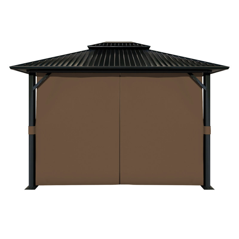 Aoodor Replacement 4-Panel Gazebo Sidewall Curtains, Brown, 82.7" H x 120" W x 156" D