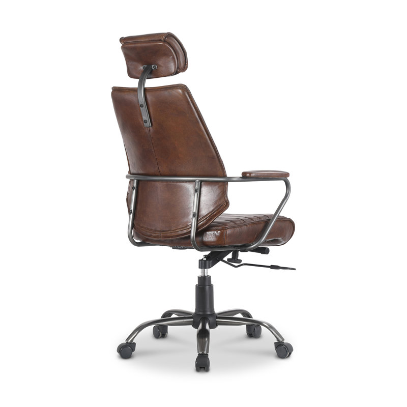 Genuine Leather Executive Chair, Brown Genuine Leather