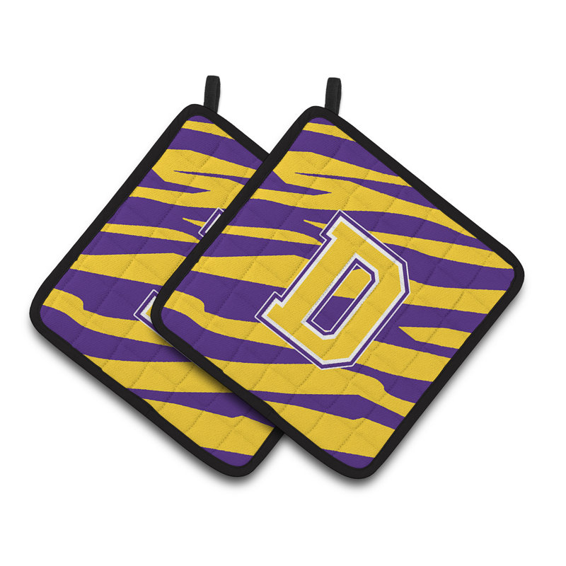 Tiger Stripe Potholder, Violet / Or, D