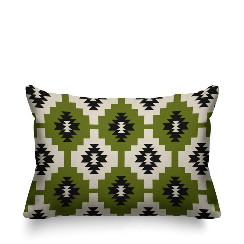 Coussin intérieur / extérieur Hinto Southwestern, Chartreuse, 14 po x 20 po, Rectangulaire