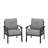 Set Of 2  All-Weather Metal Armchairs, Khaki Frame With Gray Cushions-182209575-182209561