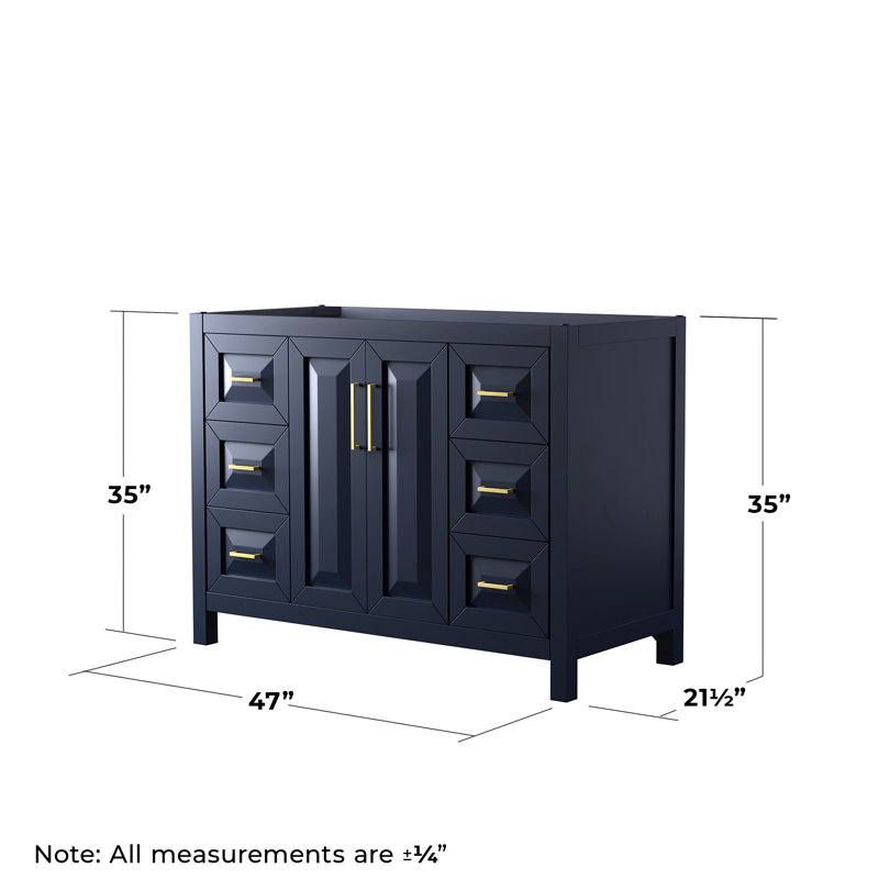 Daria 47'' W Single Bathroom Vanity Base, Dark Blue/Gold