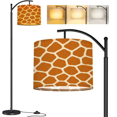  Arc Floor Lamp Giraffe skin fur seamless graphics animal repeat for clothing home Tall Modern Standing Lamp LED Adjustable Linen Lampshade 3 Color Temperatures