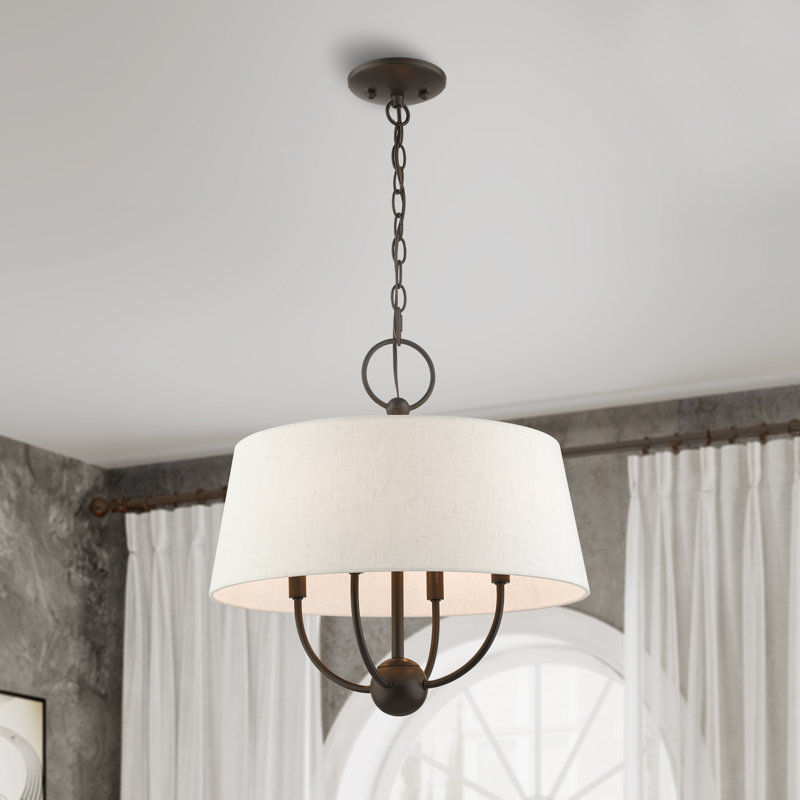 Luminaire suspendu tambour à 4 lumières Desra, Bronze anglais