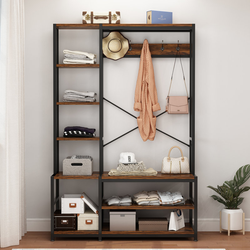 47.24 " Wide Hall Tree with Shoe Storage and Shelves