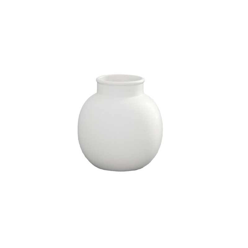 Vase en céramique rond à fini mat blanc