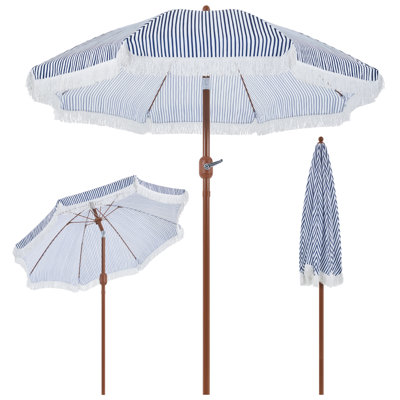 90” Tilt Beach Patio Umbrella with Fringe