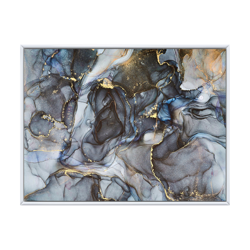 Art or noir infusé noir II - reproduction sur toile, H 16 po x l 32 po, Cadre flottant blanc