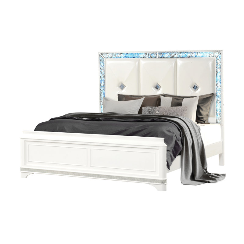 Très grand lit tapissier en bois Laguna