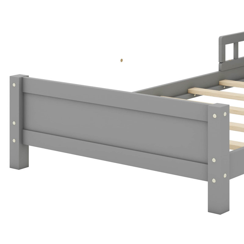 Lit plateforme avec tête de lit bibliothèque et capteur, Grey, Simple