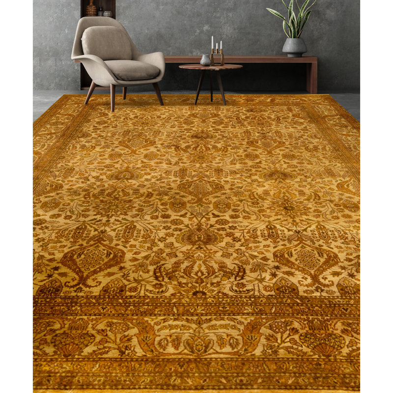 Hand Knotted Wool Area Rug in Beige