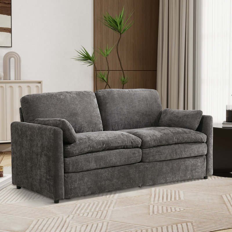 Canapé large et rembourré, causeuse double couche confortable, Gris