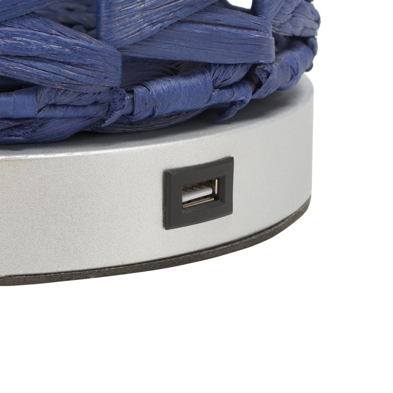 Orna USB Table Lamp, Blue, Chrome