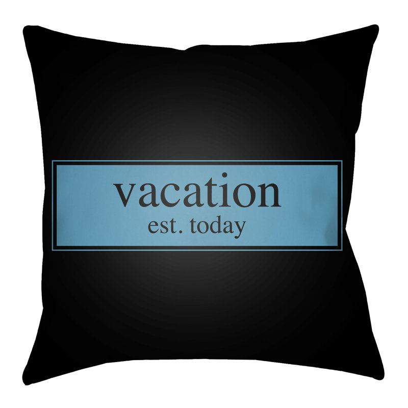 Litchfield Vacation Outdoor Reversible Throw Pillow, 16" H x 16" W, Aqua/Navy Blue