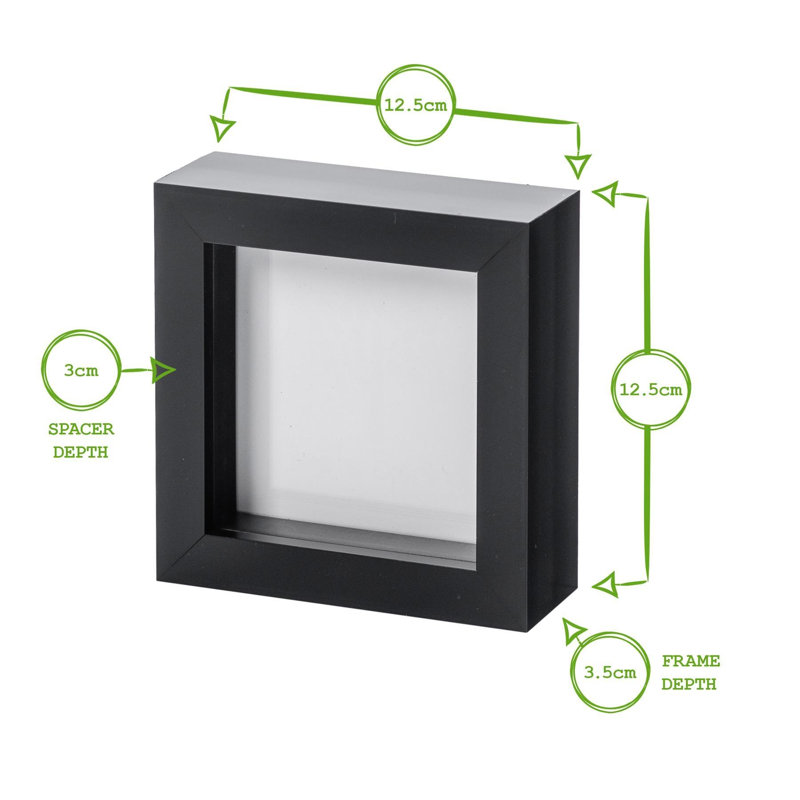 Nicola Spring - 3D Box Photo Frames, 12.5cm H x 12.5cm W x 3.5cm D, Black