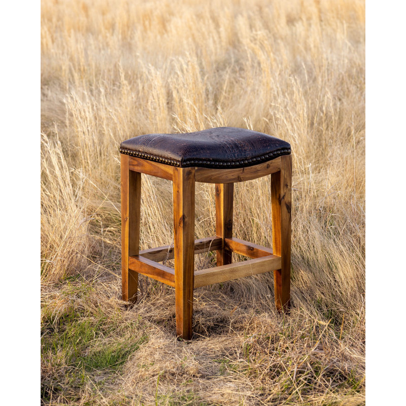 Genson Bar Stool, Counter Stool (26" Seat Height), Saddle Brown Croc