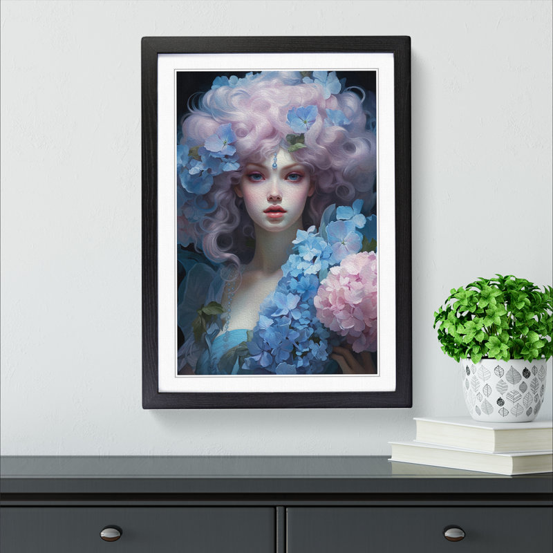 Hydrangea Rococo - Framed Print, 46cm H x 34cm W x 2cm D, Black Framed