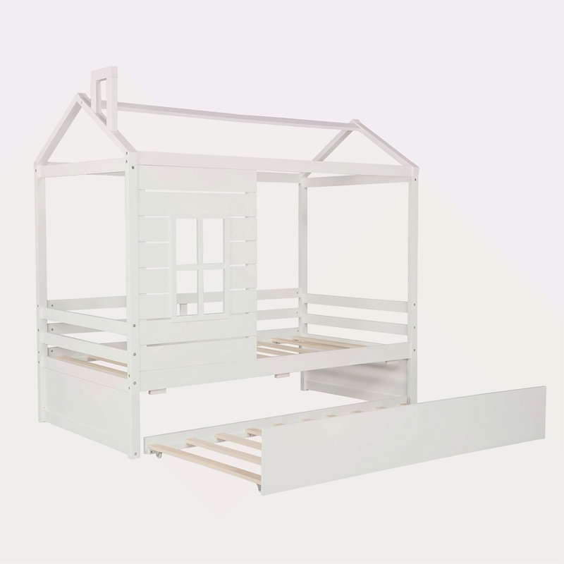 Lit simple en bois avec lit gigogne simple